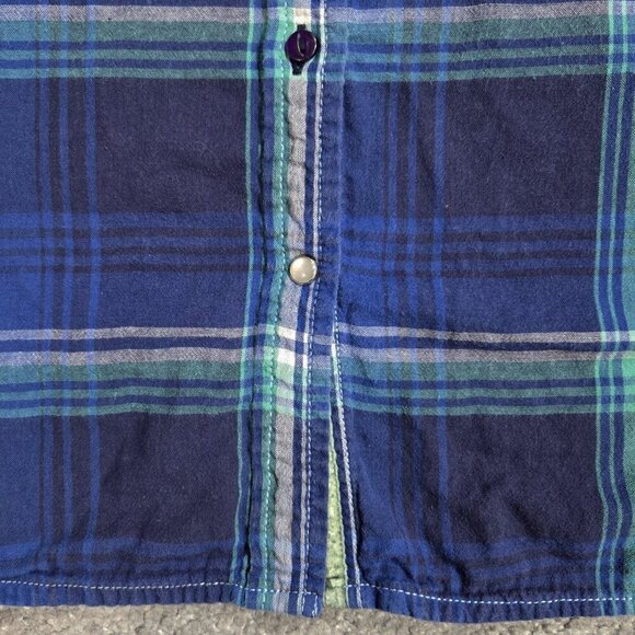 Kuhl 100% Cotton Blue Plaid Button-Up Shirt Flap Pockets Cabincore Gorpcore - Picture 5 of 10